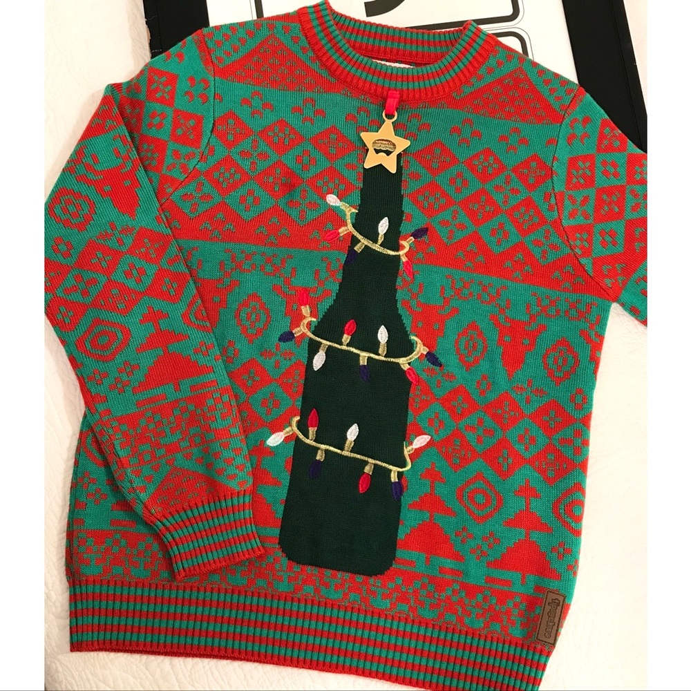 Tipsy Elves Men’s bottle Opener Ugly Christmas Sweater Medium